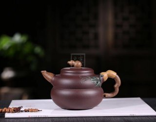 《福祿》宜興紫砂壺葫蘆紫砂泡茶壺紫泥手工工藝美術師紫砂茶具 《福祿》宜興紫砂壺葫蘆紫砂泡茶壺紫泥手工工藝美術師紫砂茶具
